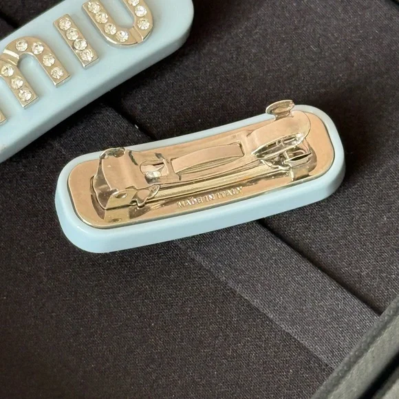 Miu Miu Light Blue Hair Clips with Sparkling Accents - Picture 4 of 9